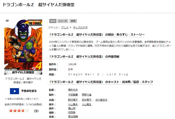 劇場版 ドラゴンボールZ 超サイヤ人だ孫悟空 tsutaya