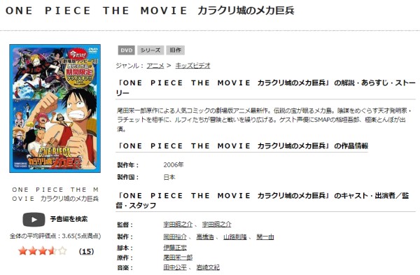 ONE PIECE THE MOVIE カラクリ城のメカ巨兵 tsutaya